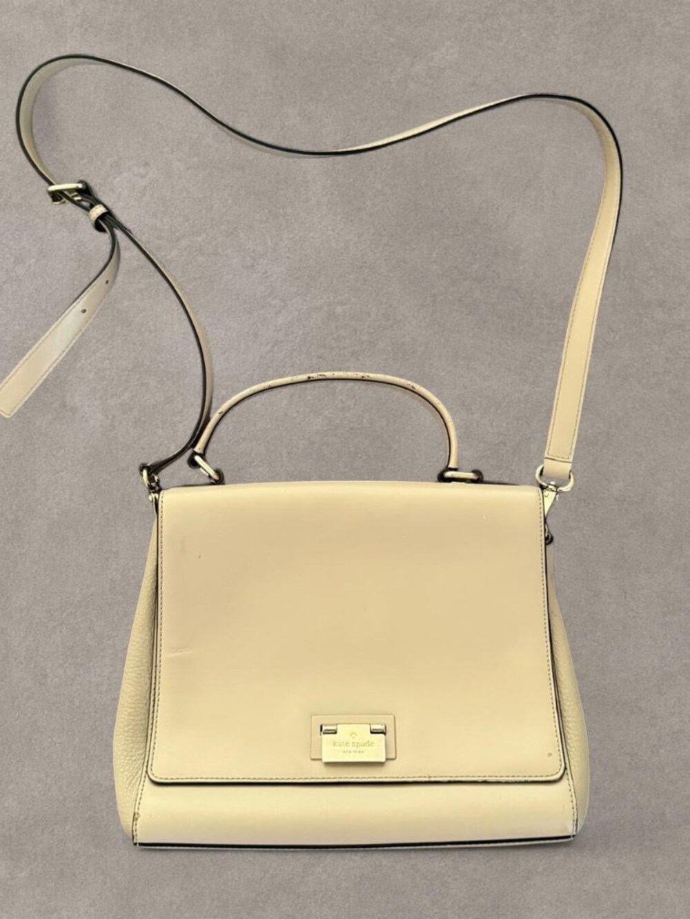 Kate Spade Cream Leather Top Handle Crossbody Bag